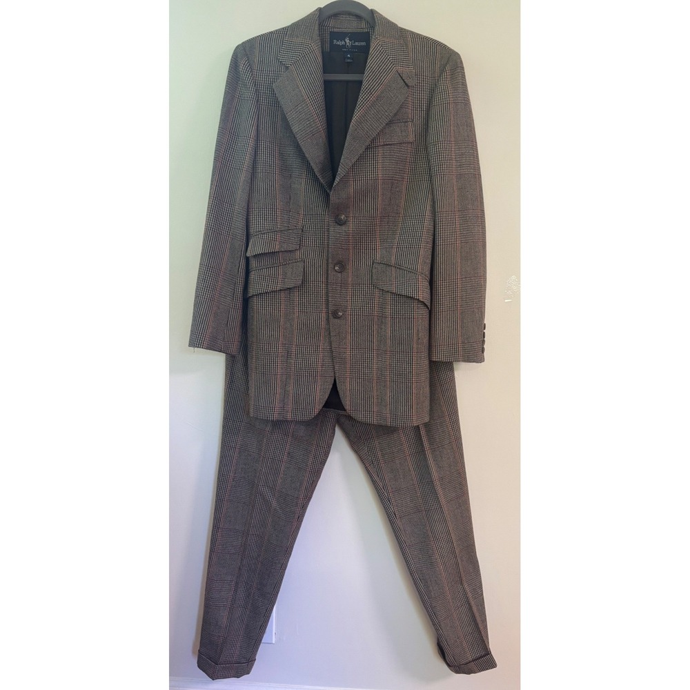 Vintage Ralph Lauren Wool Pant Suit Made in USA Dark Academia Quiet Luxury